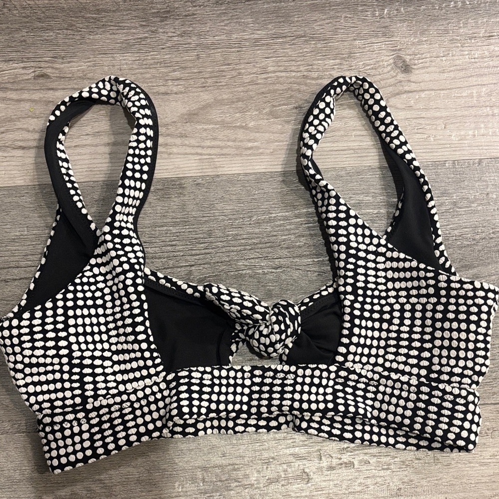 Aerie Black and White Textured Bikini Top - Picture 3 of 3